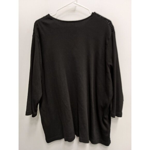 Quacker Factory Tunic Top Womens Size 3X Black Sequined 3/4 Sleeve Holiday Glam - Picture 10 of 11